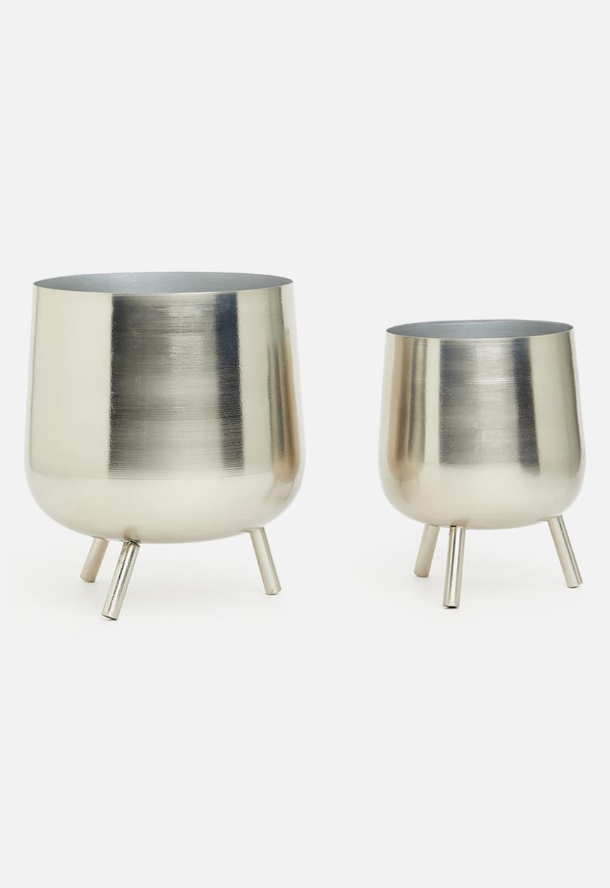 H&S - Romy planter set of 2 - silver