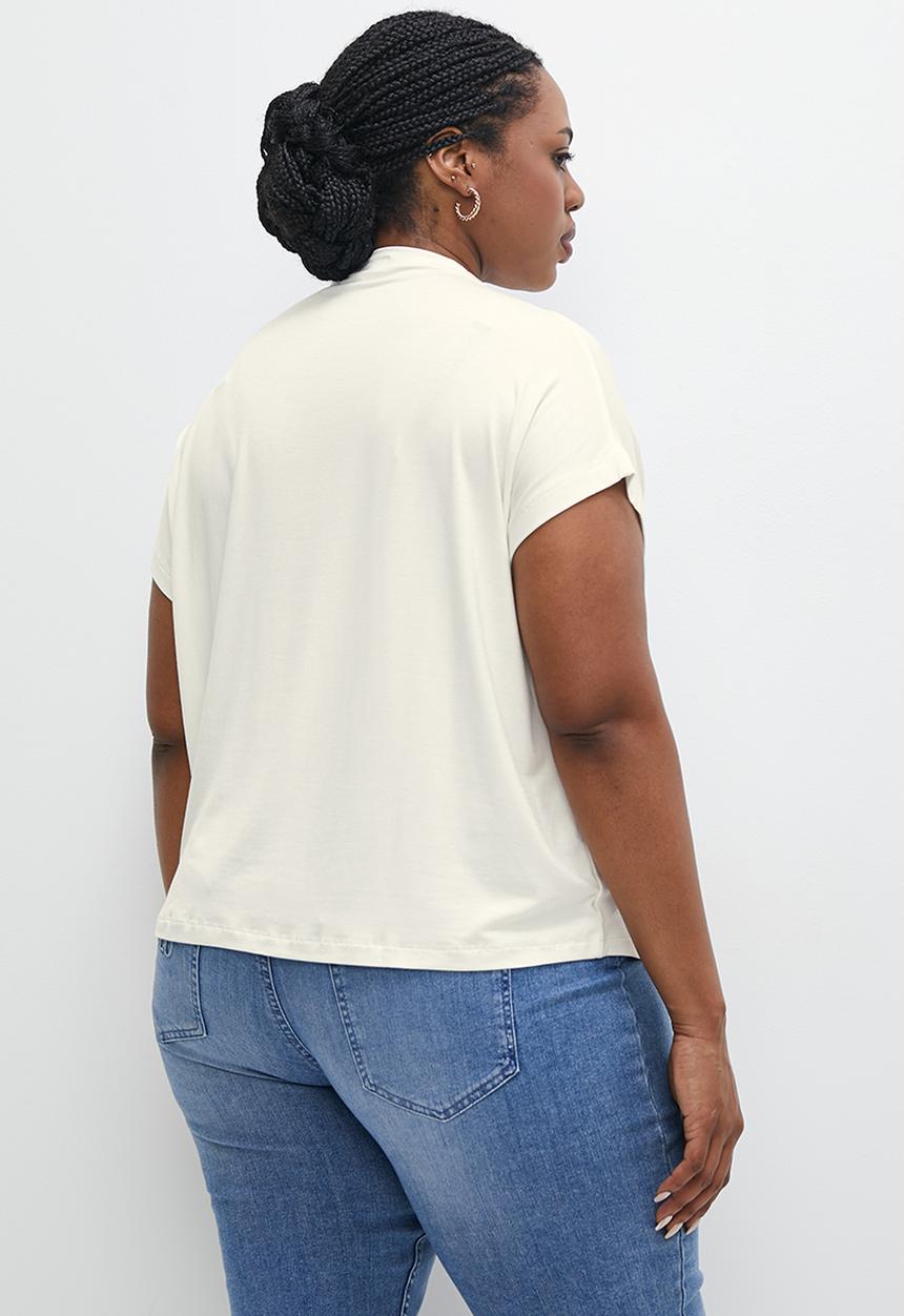 edit Plus - Grown on sleeve high neck shell - milk