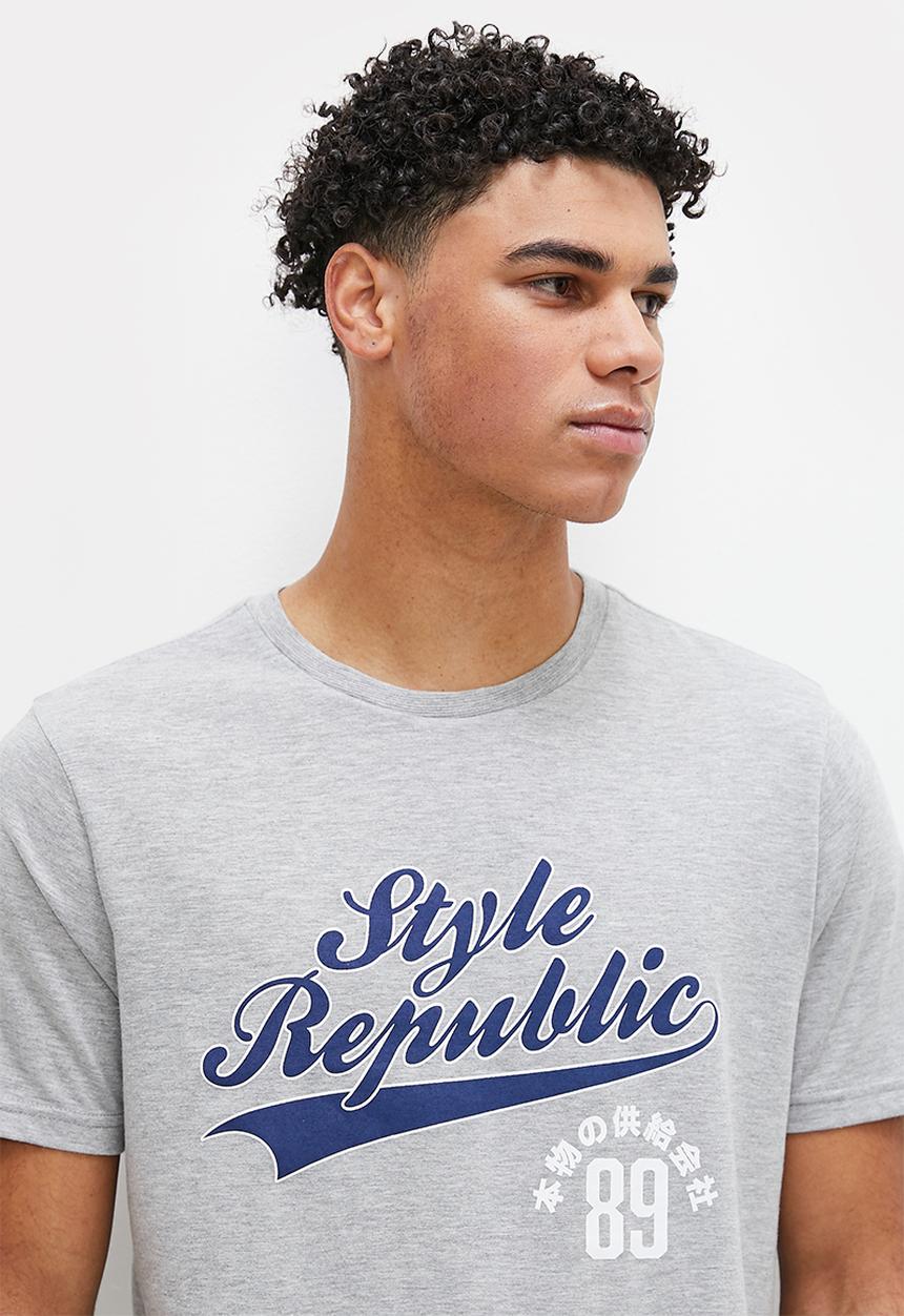 STYLE REPUBLIC - Logo graphic tee - grey melange