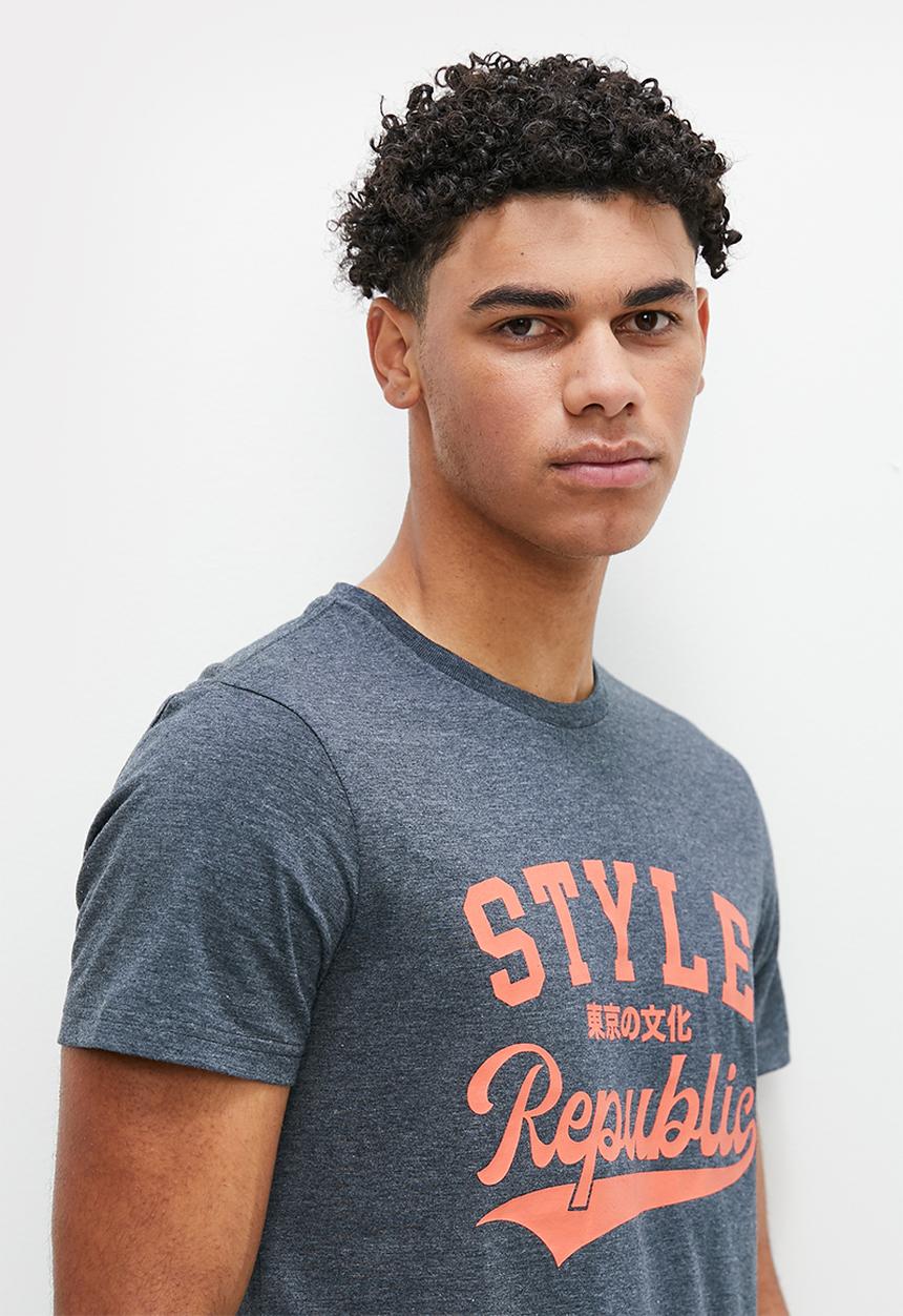 STYLE REPUBLIC - Logo graphic tee - navy melange