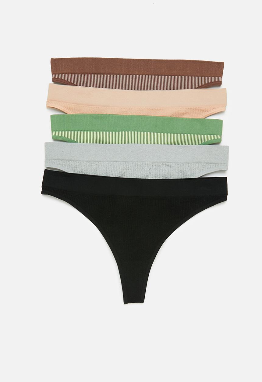 Cotton On - High cut thong 5 pack - multi 