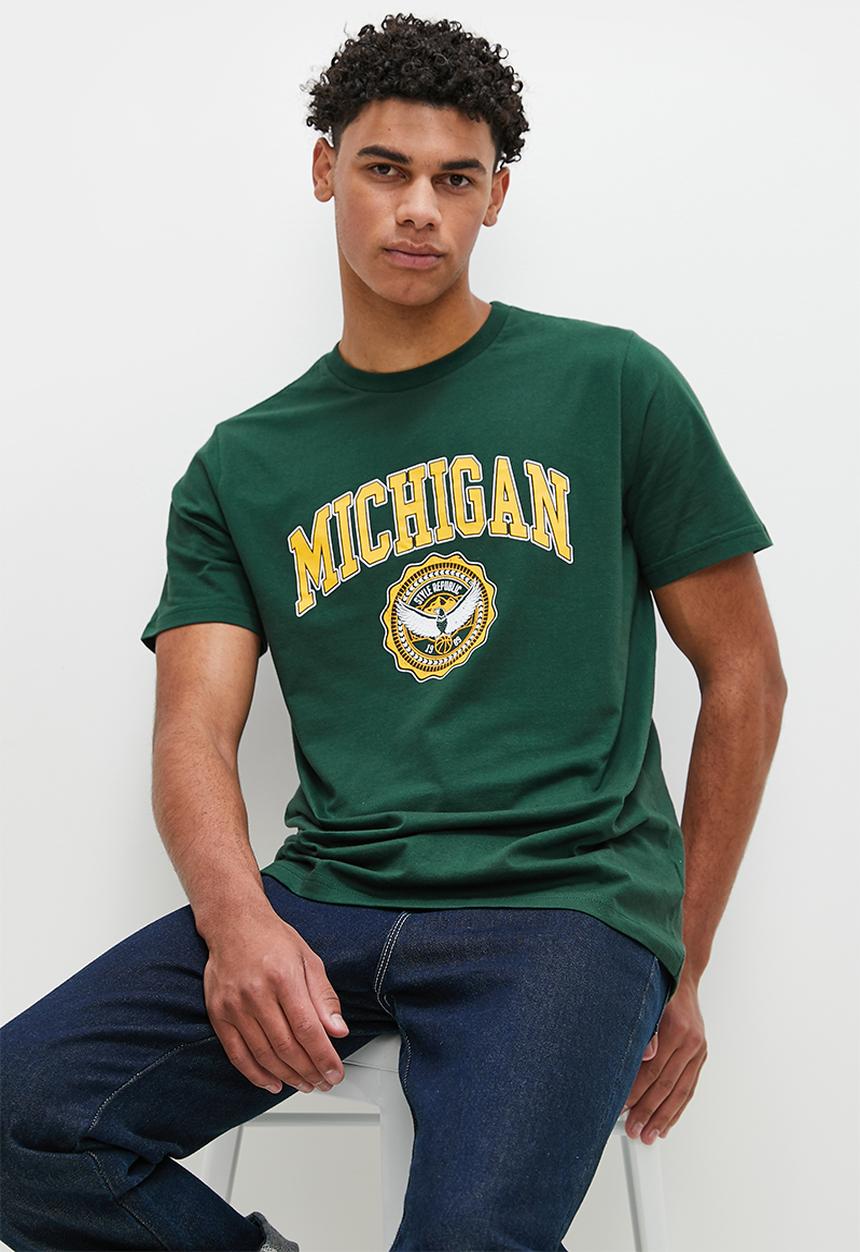 STYLE REPUBLIC - Michigan graphic tee - bottle green