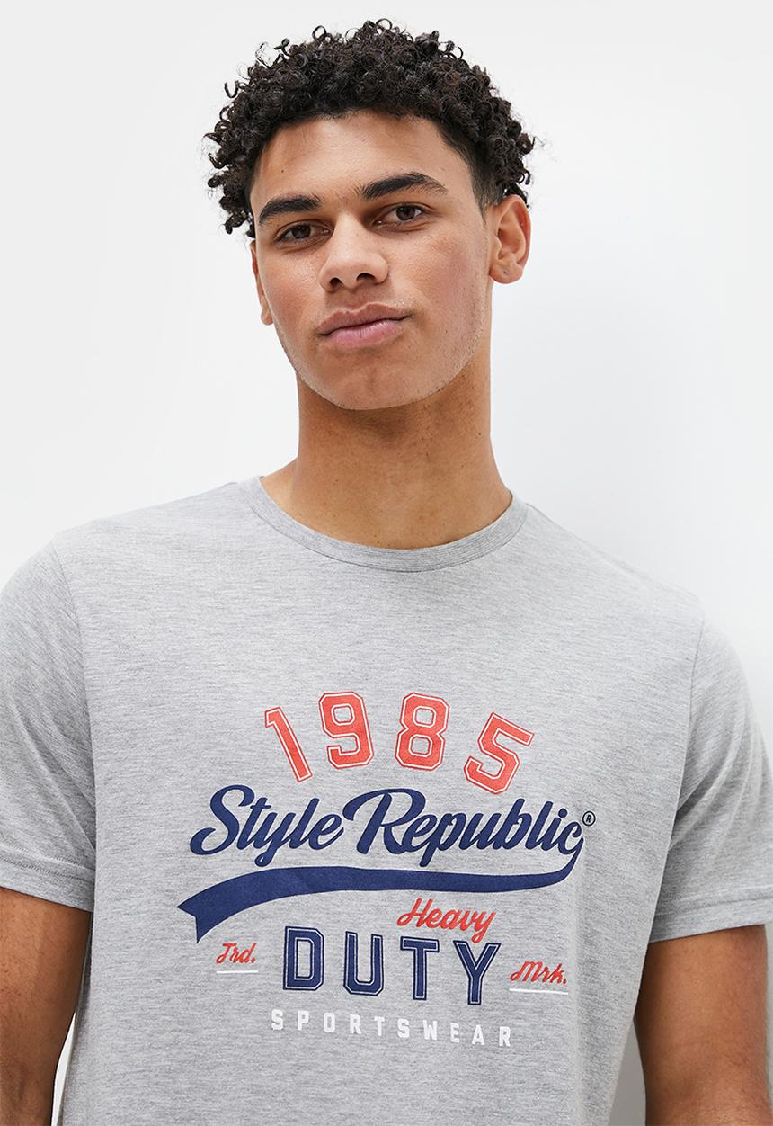 STYLE REPUBLIC - SR Graphic crew neck tee - grey melange