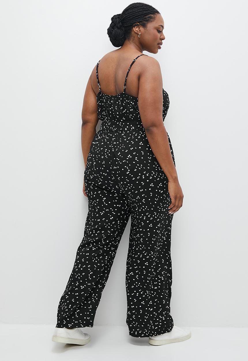 edit Plus - Strappy belted jumpsuit - black irregular spot