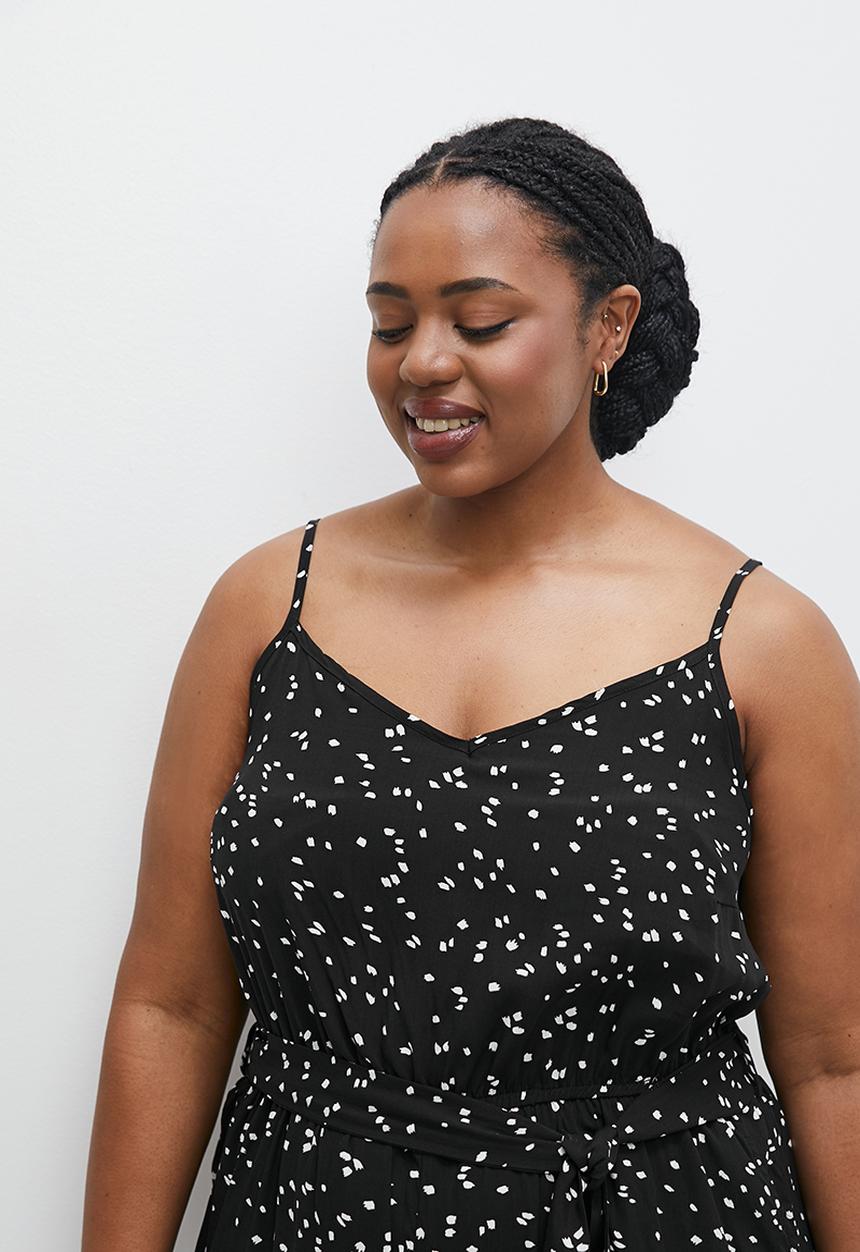 edit Plus - Strappy belted jumpsuit - black irregular spot