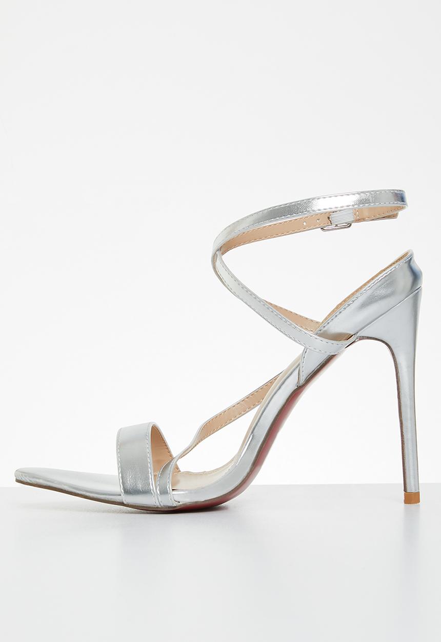 Miss Black - Dagger1 barely there stiletto heel - silver