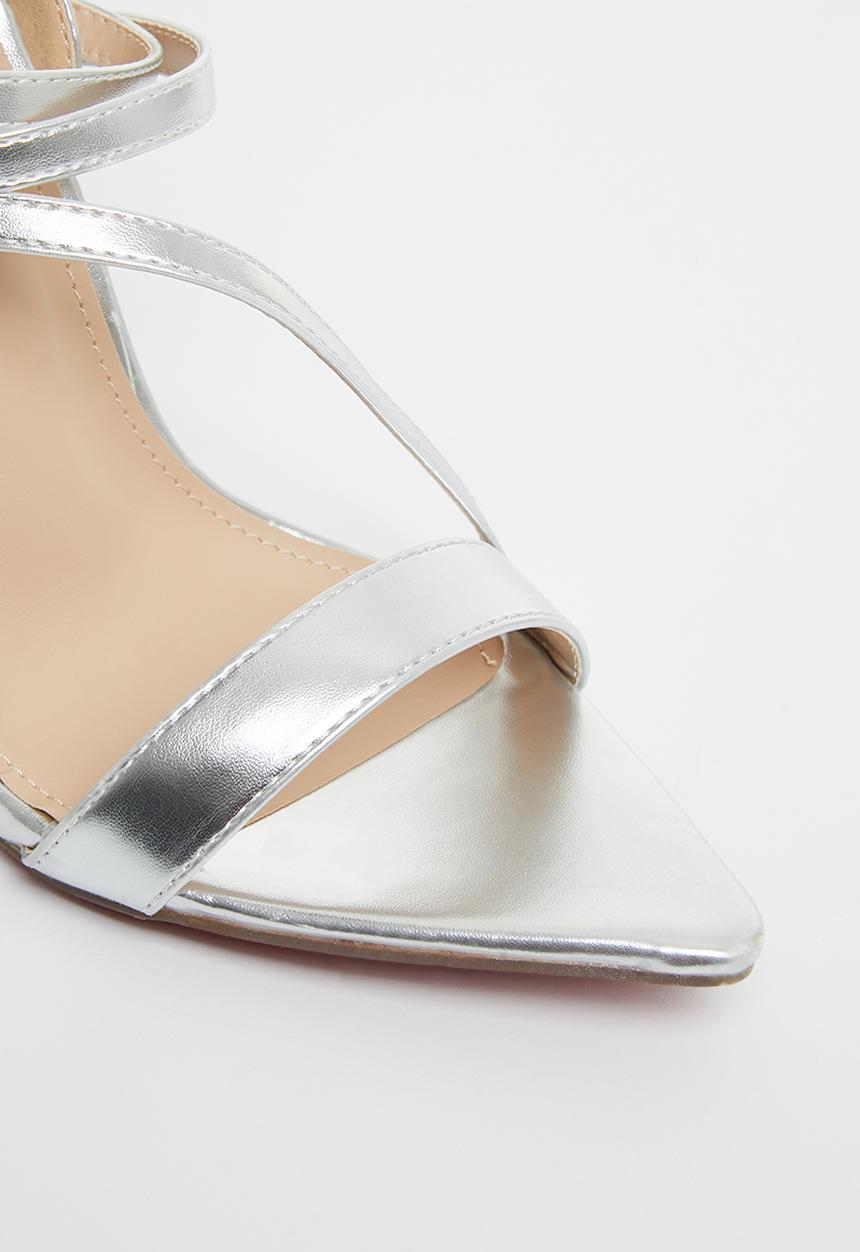 Miss Black - Dagger1 barely there stiletto heel - silver