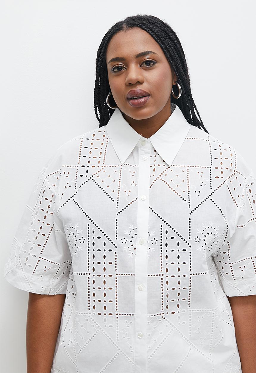 Superbalist - Anglaise longline shirt - white