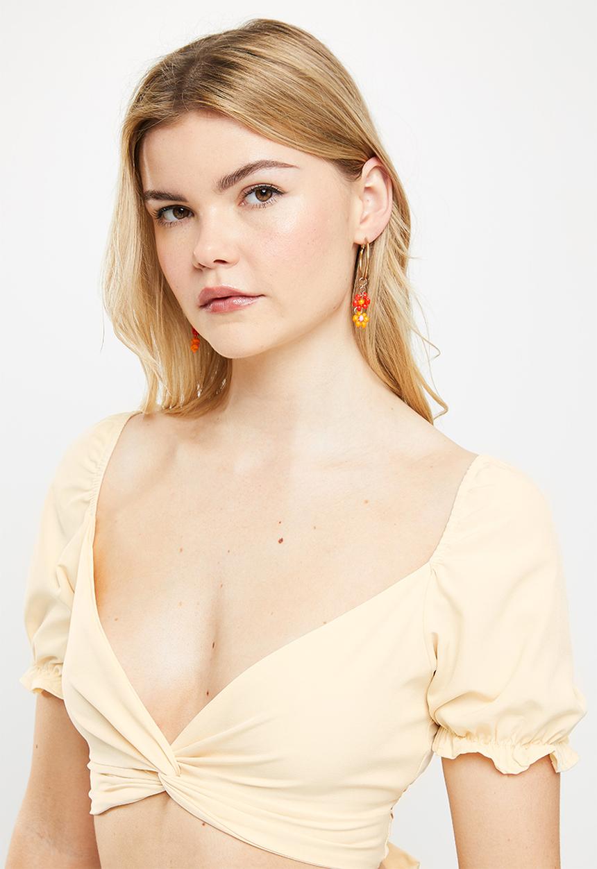 dailyfriday - Wrap crop top - beige