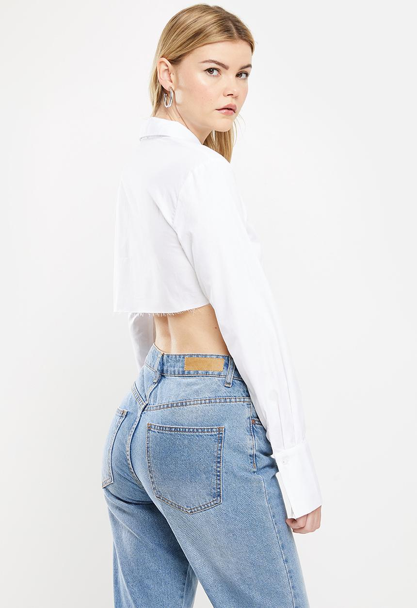 dailyfriday - Long sleeve cropped shirt - white