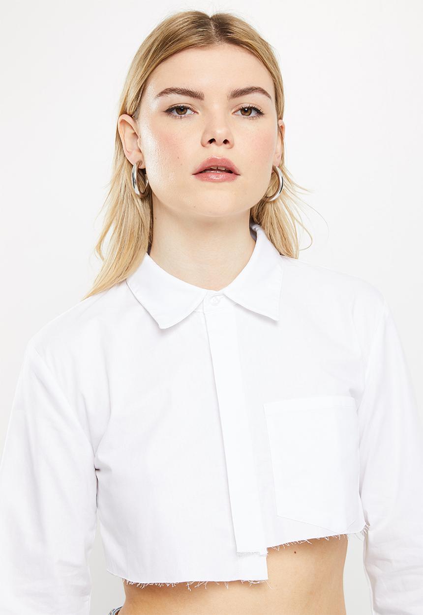 dailyfriday - Long sleeve cropped shirt - white