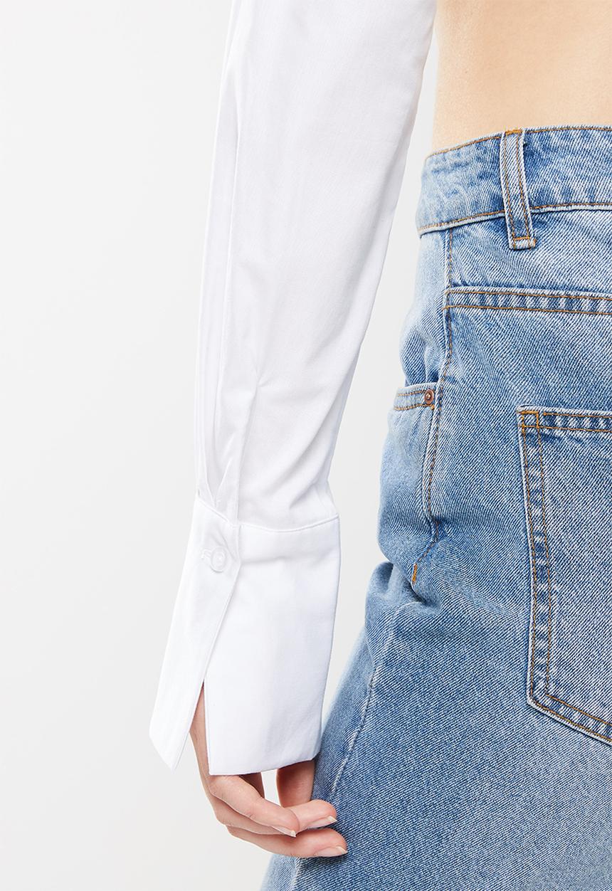 dailyfriday - Long sleeve cropped shirt - white