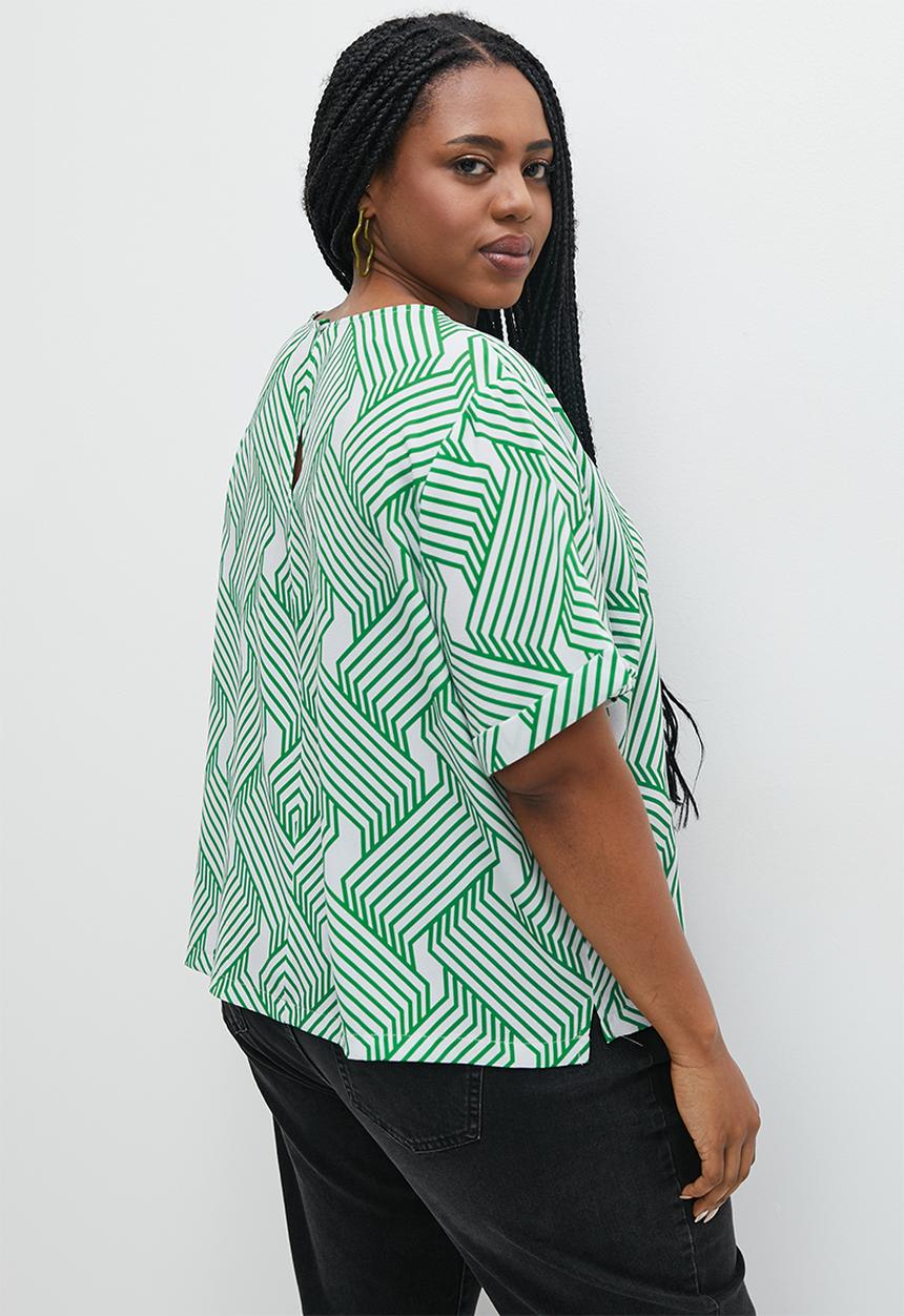 Superbalist - Basic woven tee blouse - green & white 