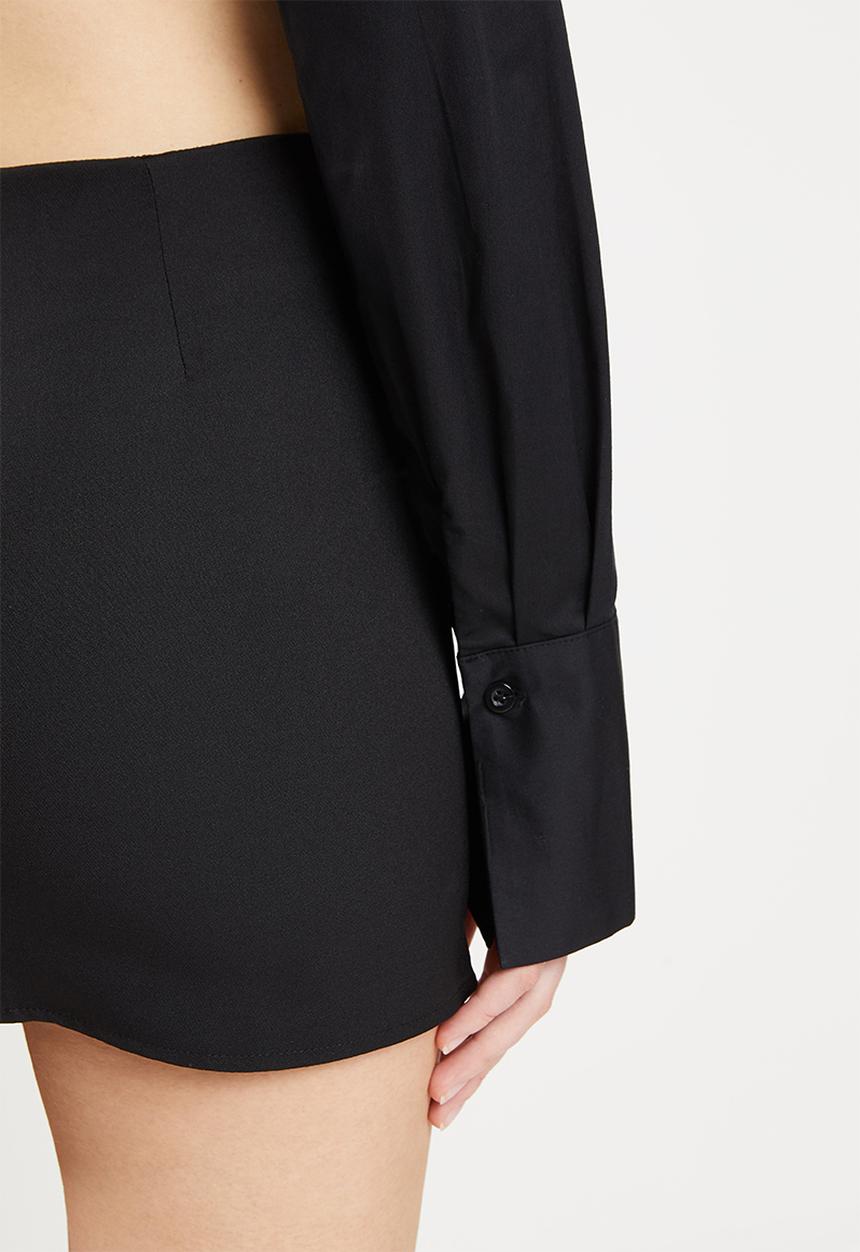 dailyfriday - Long sleeve cropped shirt - black