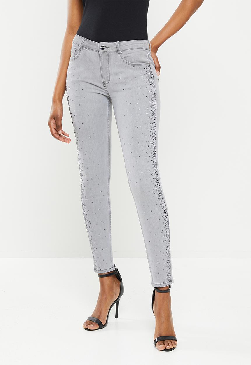 SISSY BOY - Jon jon skinny with side seam diamante - grey