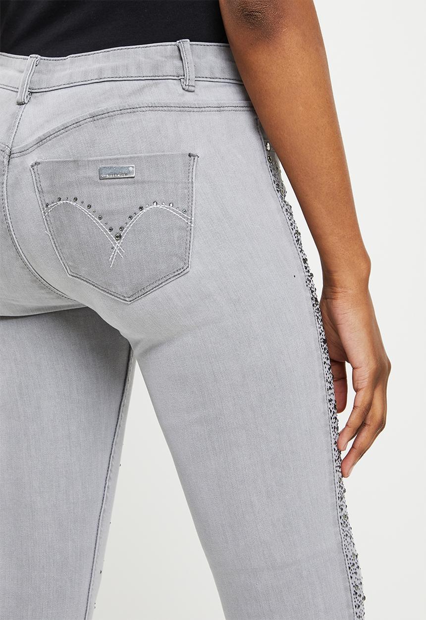 SISSY BOY - Jon jon skinny with side seam diamante - grey