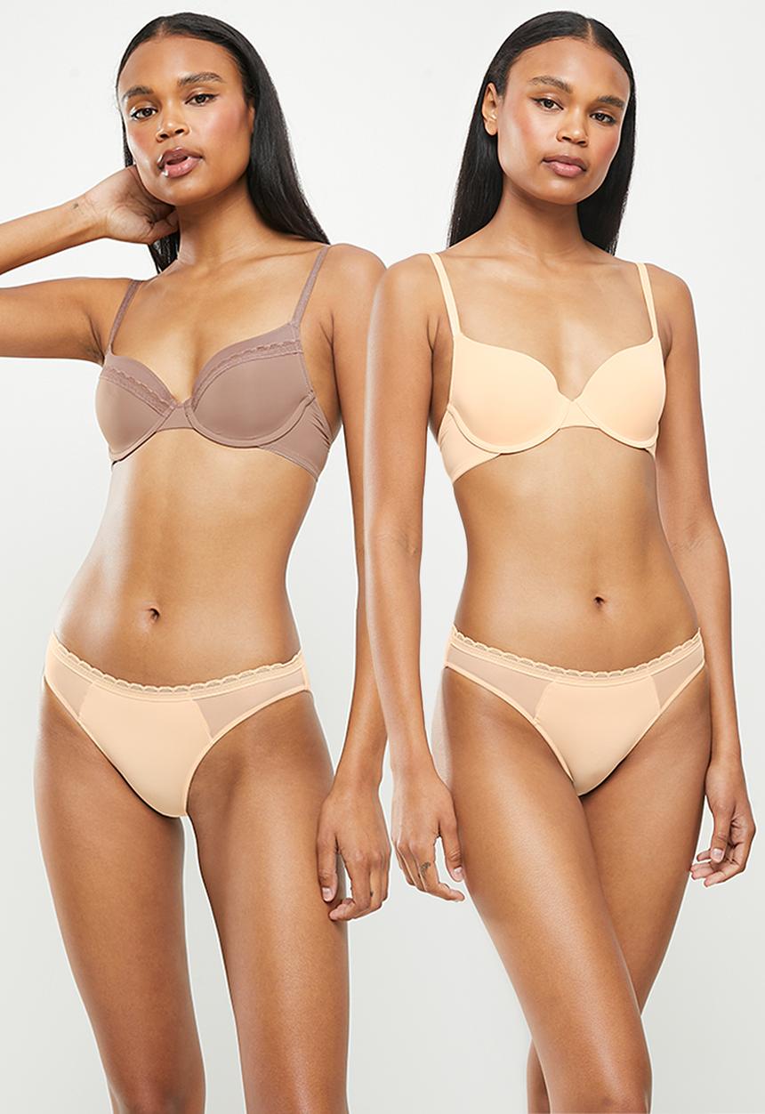 DORINA - 2 pack jana demi bra - brown & beige