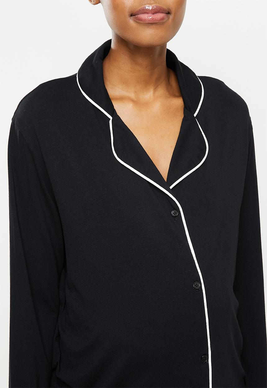 Superbalist - Maternity knit button down set - black & ivory