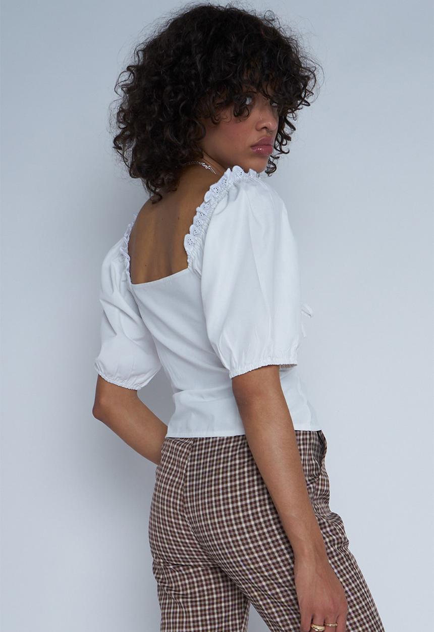 Daisy Street - Corset lace up crop top - white