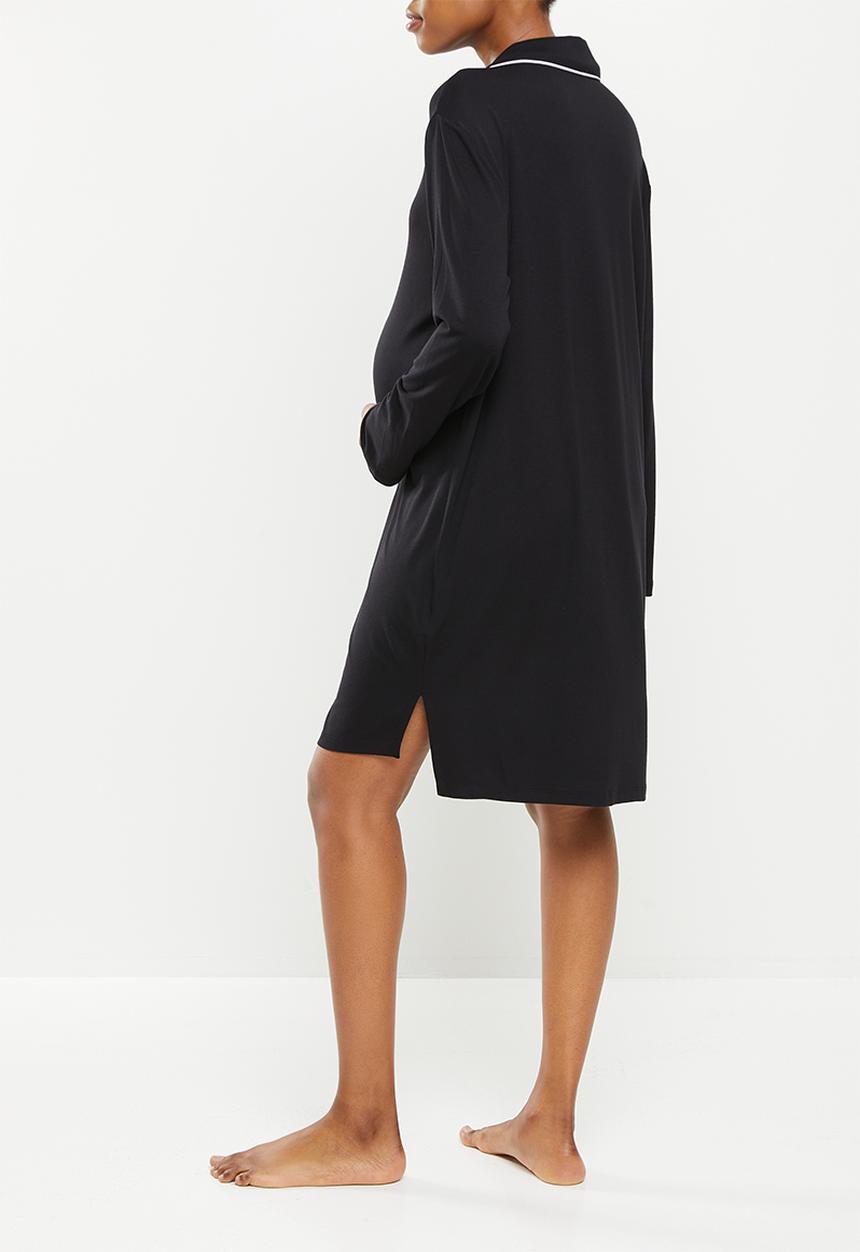 edit Maternity - Maternity recovery night shirt - black with ivory piping