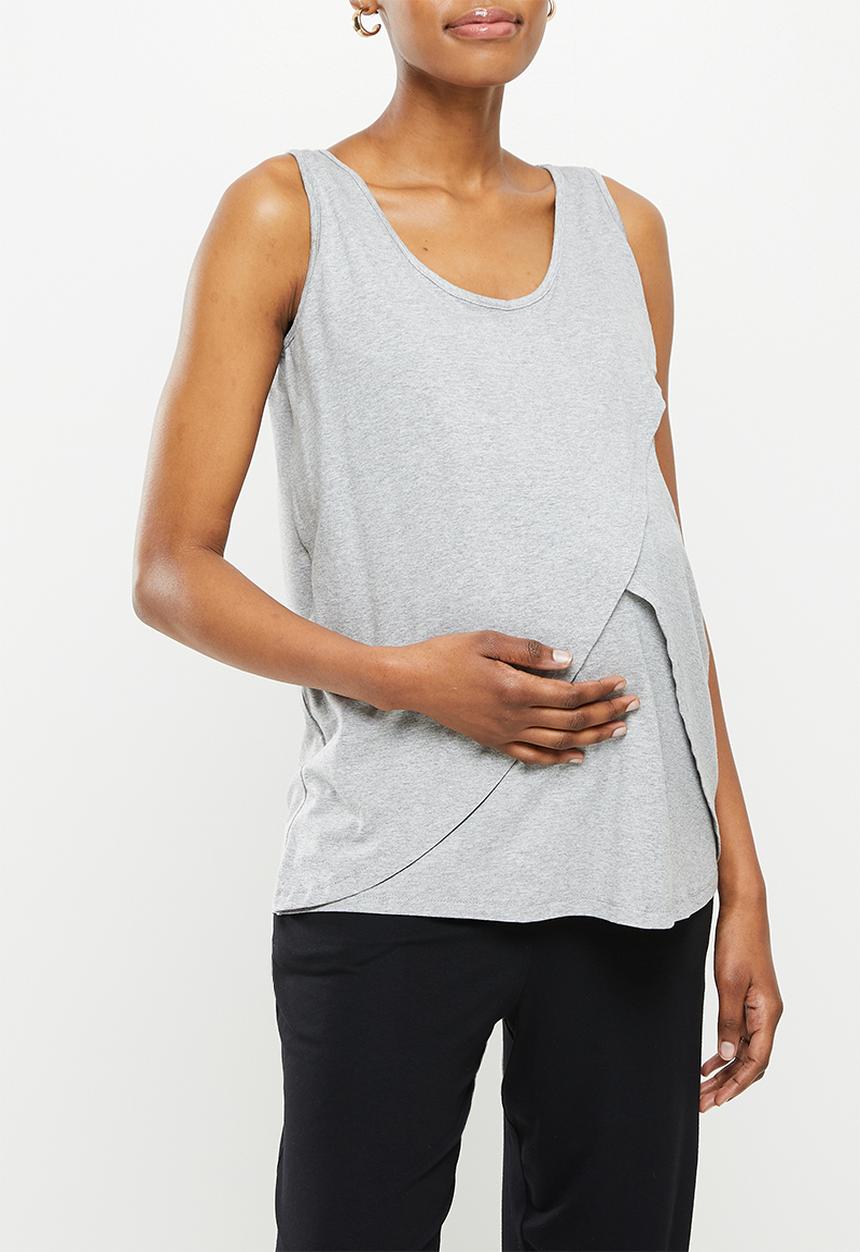 edit Maternity - Maternity waterfall nursing swing vest - grey melange