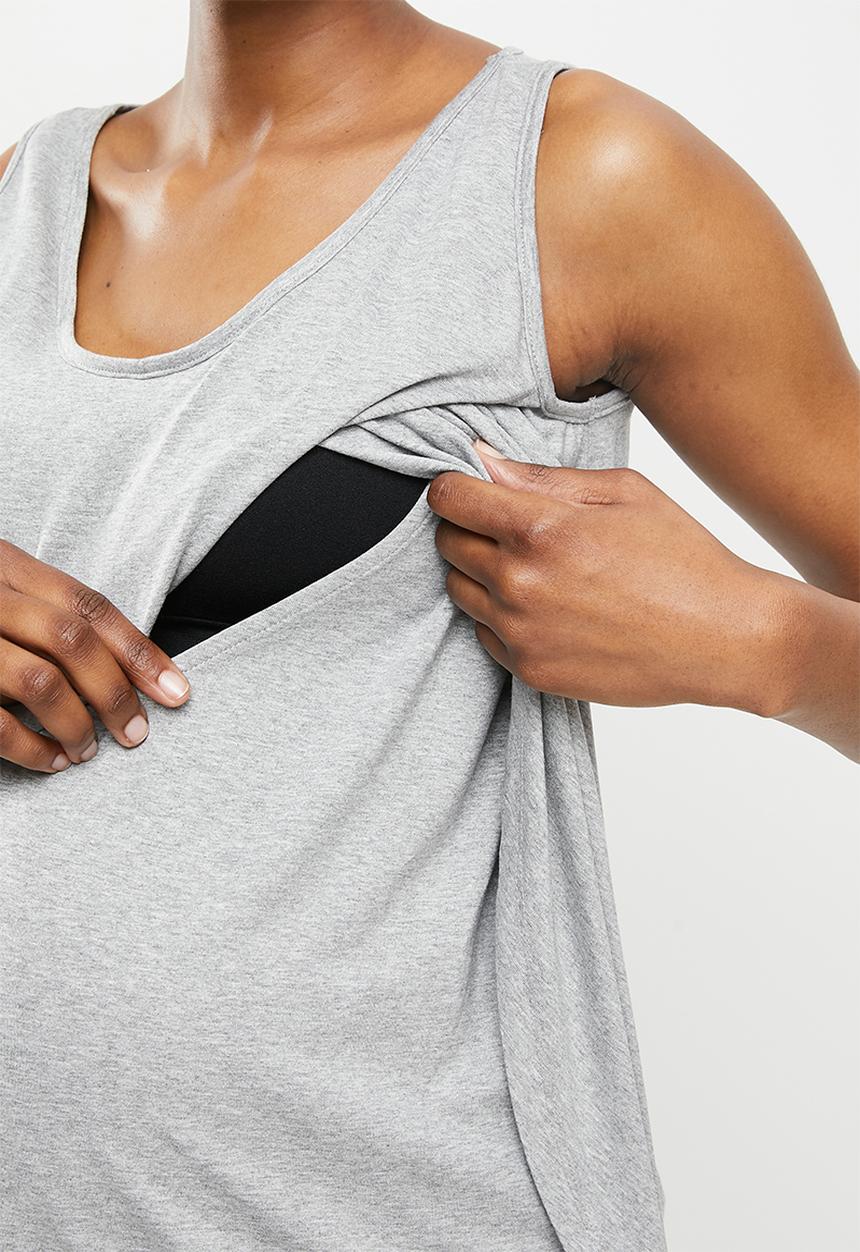 edit Maternity - Maternity waterfall nursing swing vest - grey melange