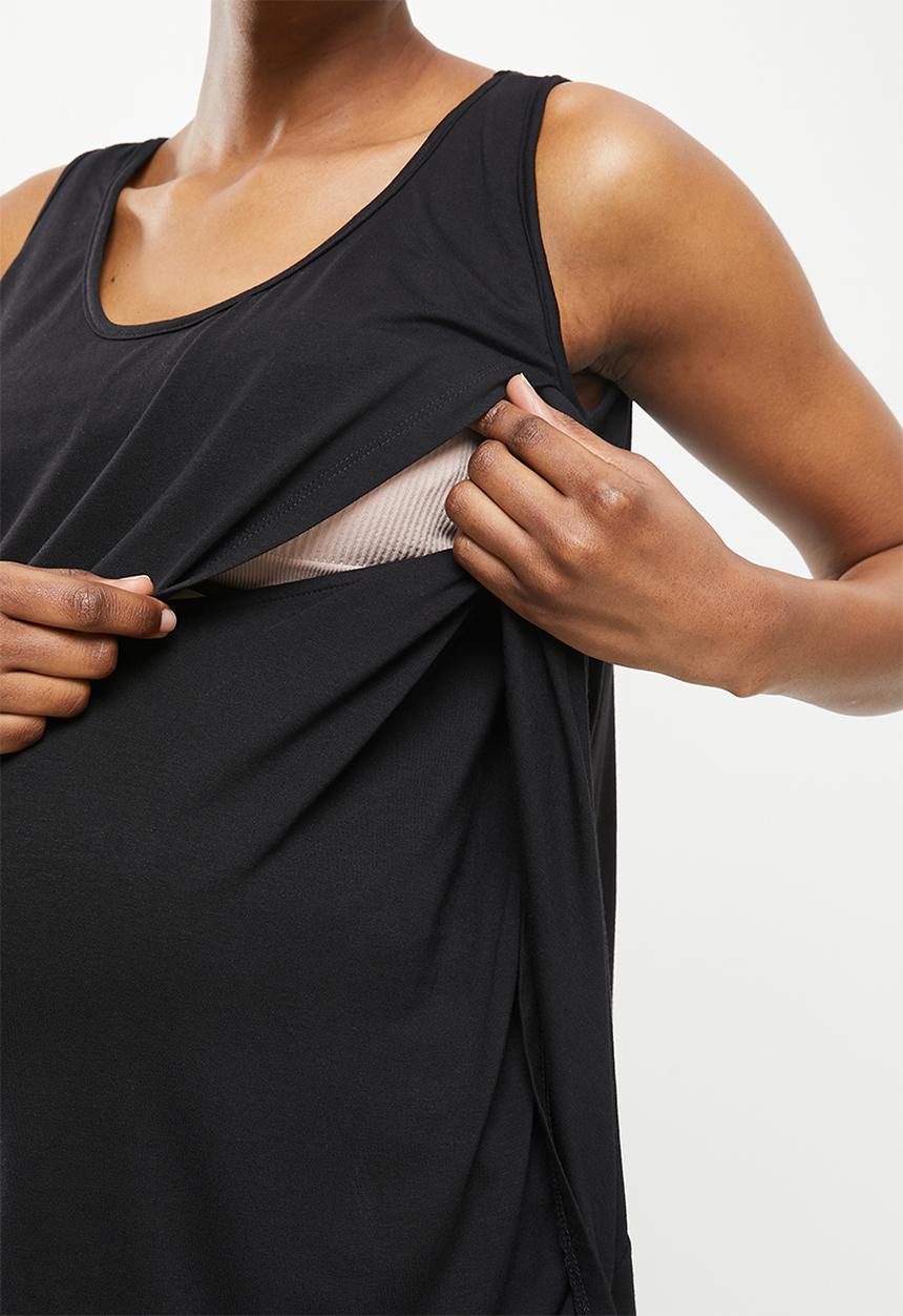 edit Maternity - Maternity waterfall nursing swing vest - black