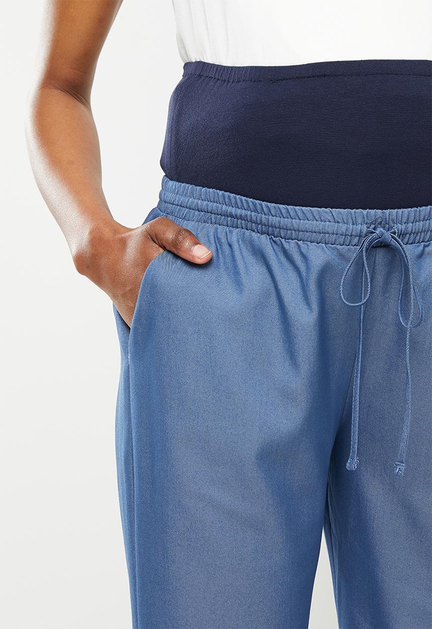 edit Maternity - Maternity drawstring tapered leg pant - med blue