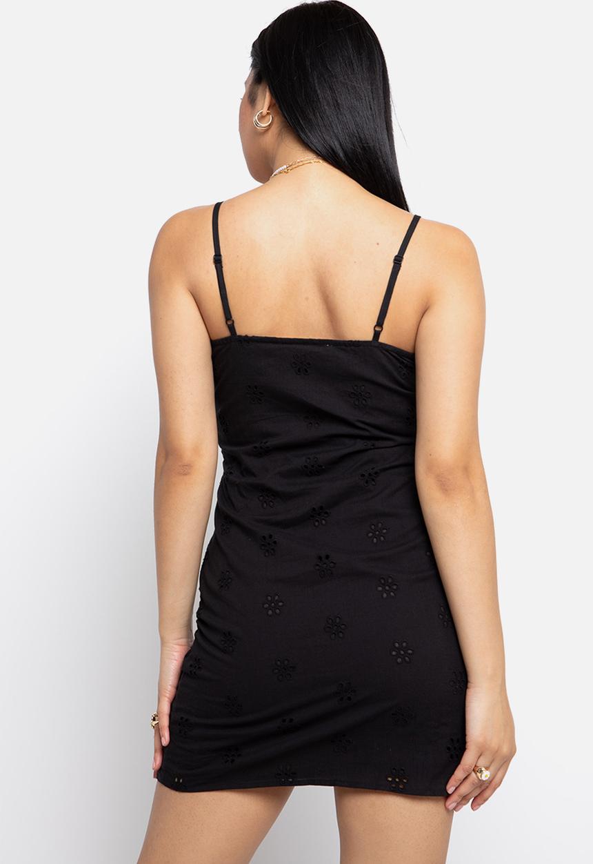 Daisy Street - Broderie mini dress - black