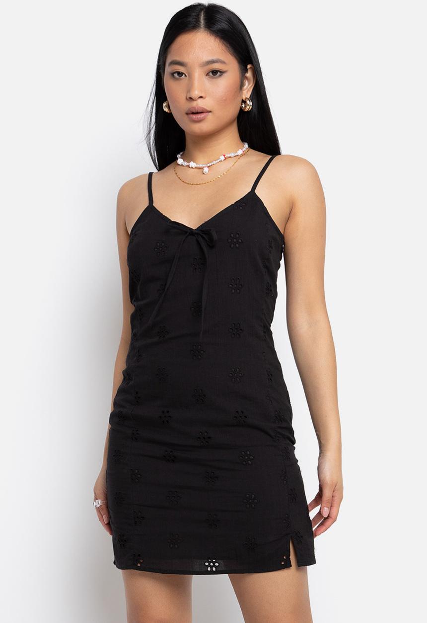 Daisy Street - Broderie mini dress - black