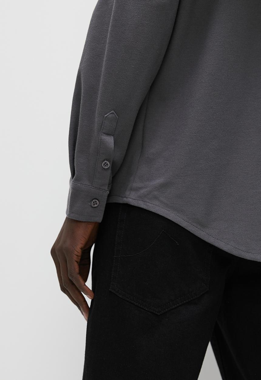 Superbalist - Pique mandarin shirt - charcoal