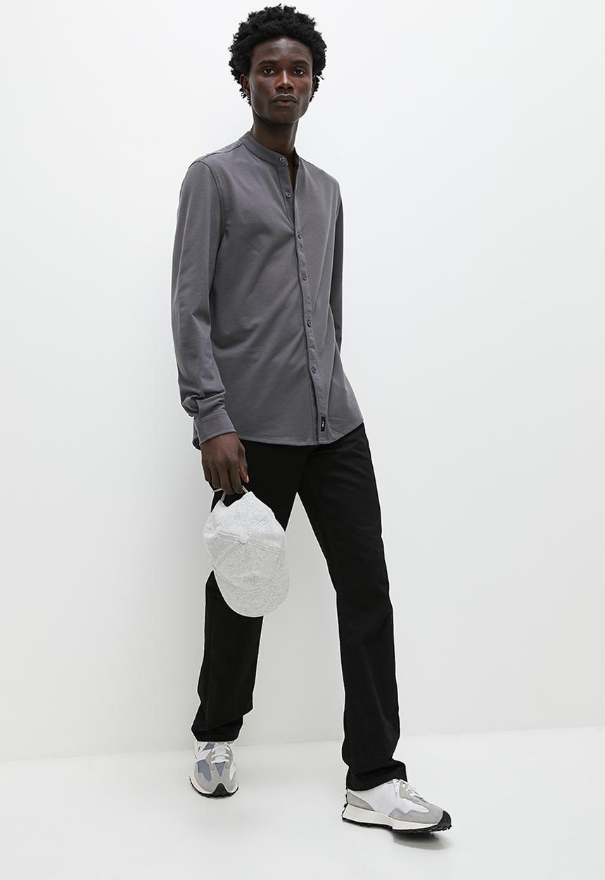 Superbalist - Pique mandarin shirt - charcoal