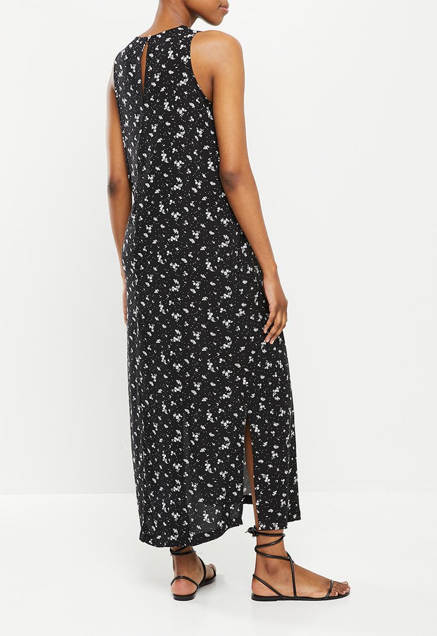 edit Maternity - Maternity highneck trapeze dress - black based spot floral