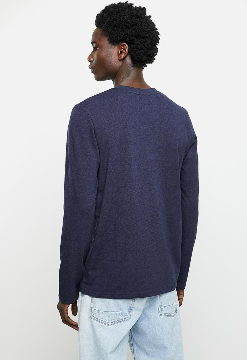Superdry. - Vintage vl classic long sleeve top - midnight blue grit