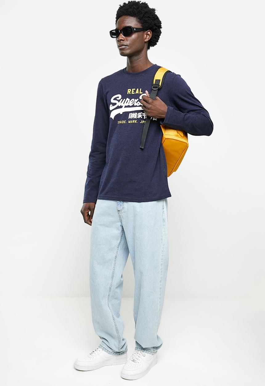 Superdry. - Vintage vl classic long sleeve top - midnight blue grit