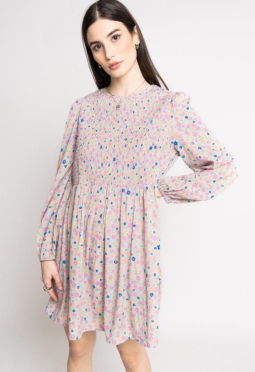 Daisy Street - Shirred alexis dress - multi ditsy