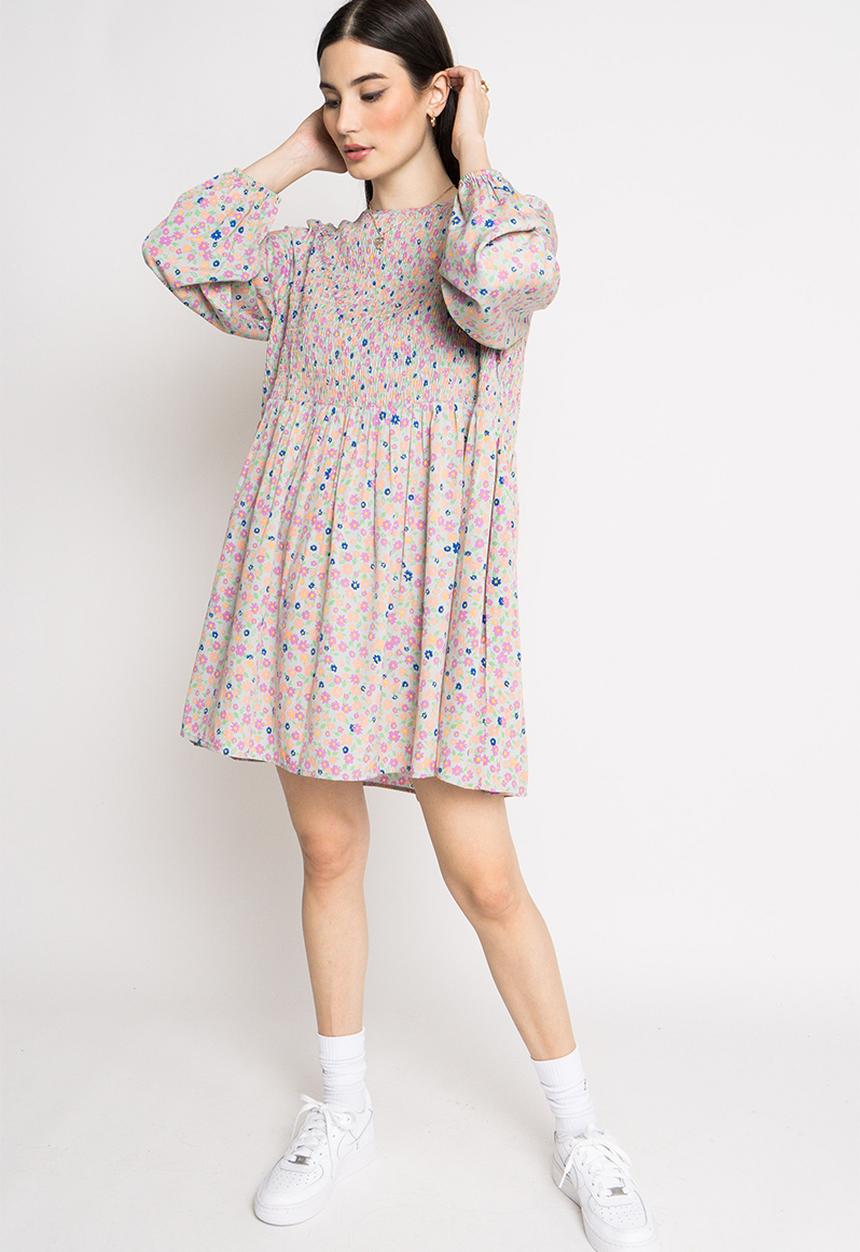 Daisy Street - Shirred alexis dress - multi ditsy
