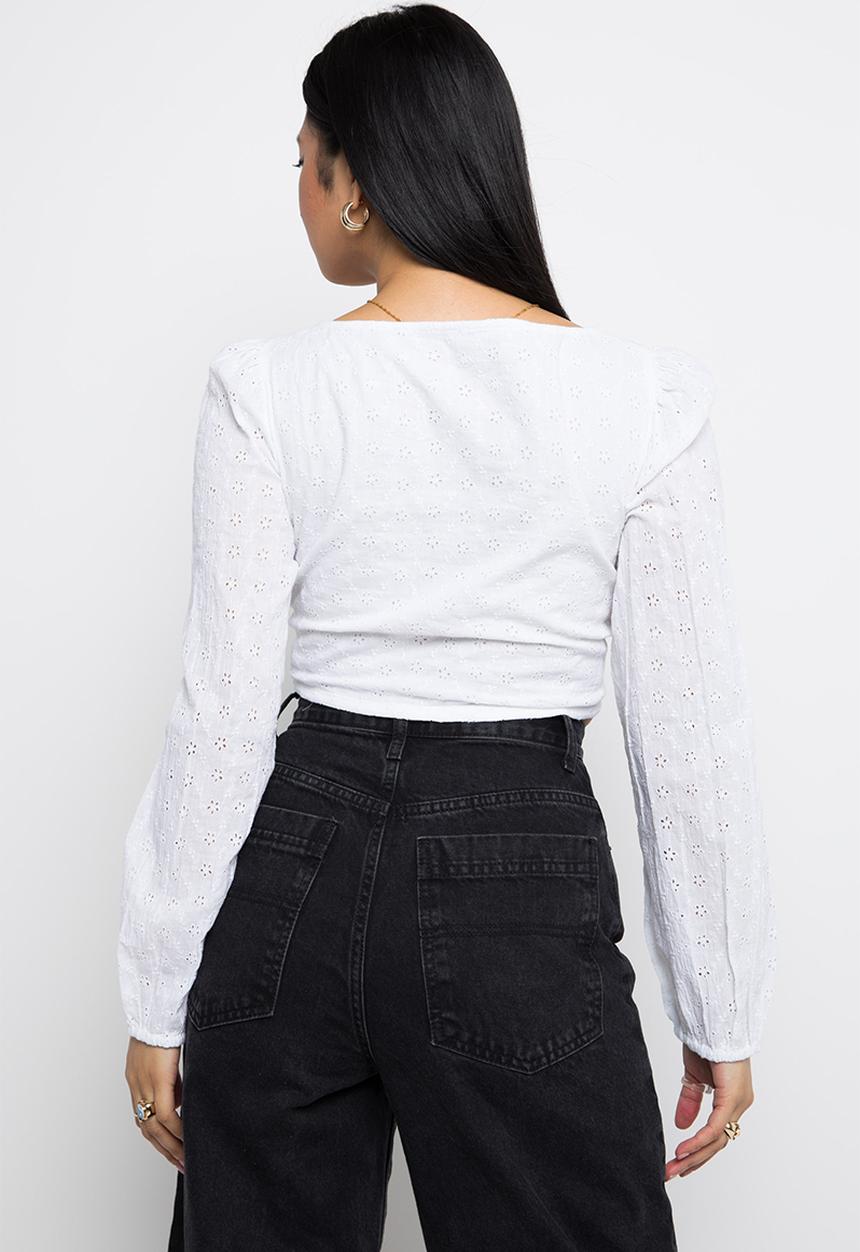 Daisy Street - Broderie crop - white