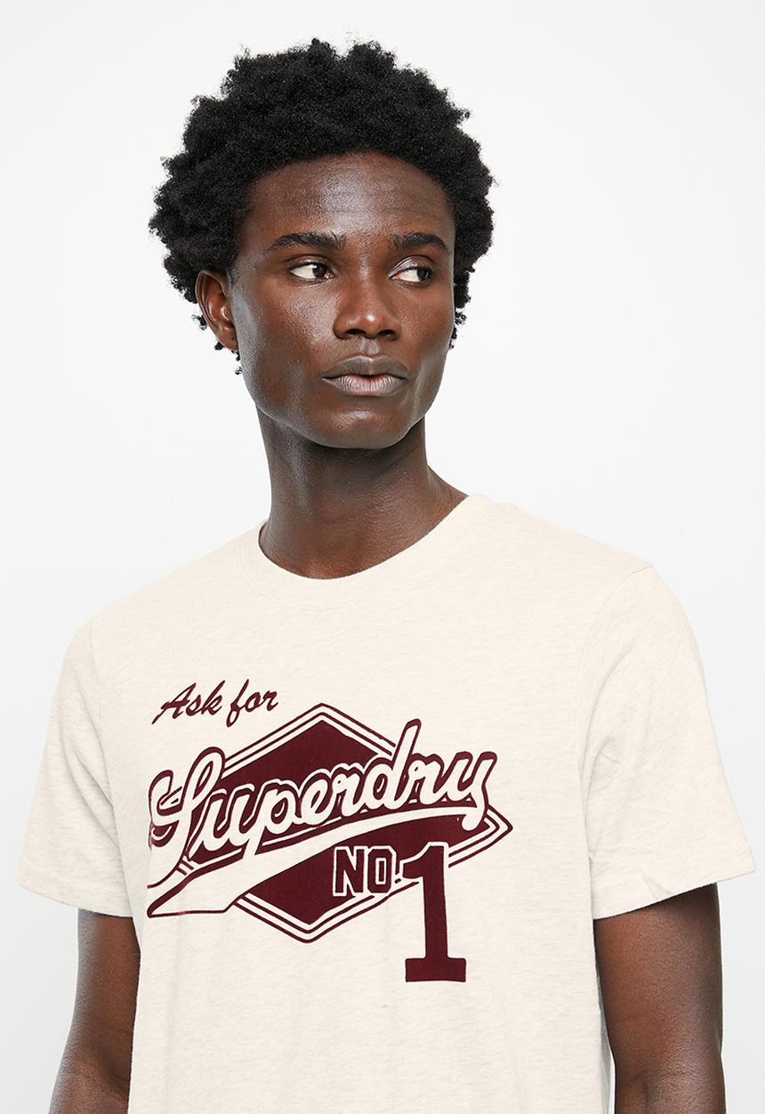 Superdry. - Vintage script style coll tee - oat marl