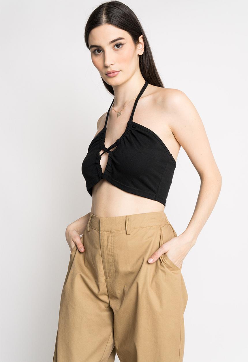 Daisy Street - Halter crop - black