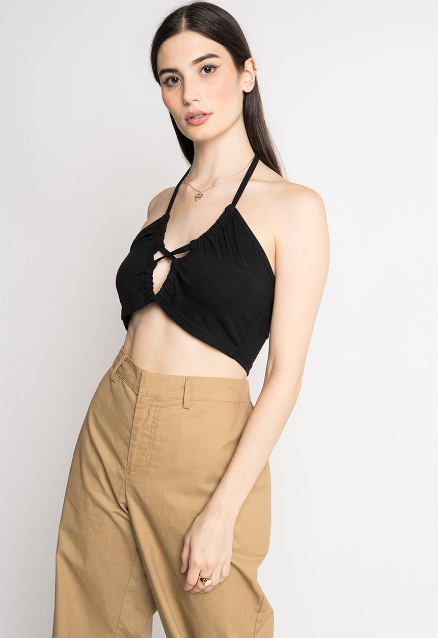 Daisy Street - Halter crop - black