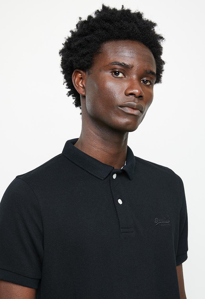 Superdry. - Classic pique short sleeve polo - black