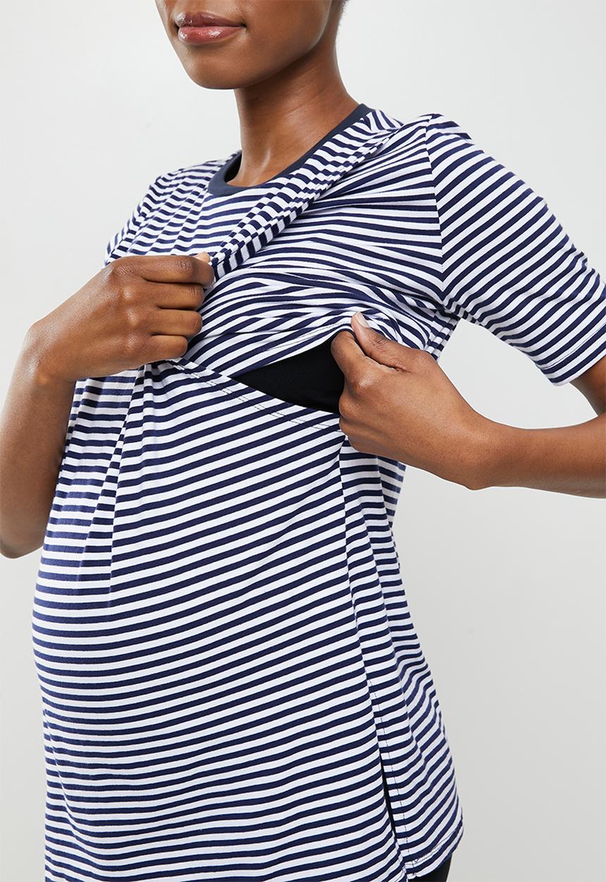 Superbalist - Maternity sleep tee & legging set - navy & white stripe