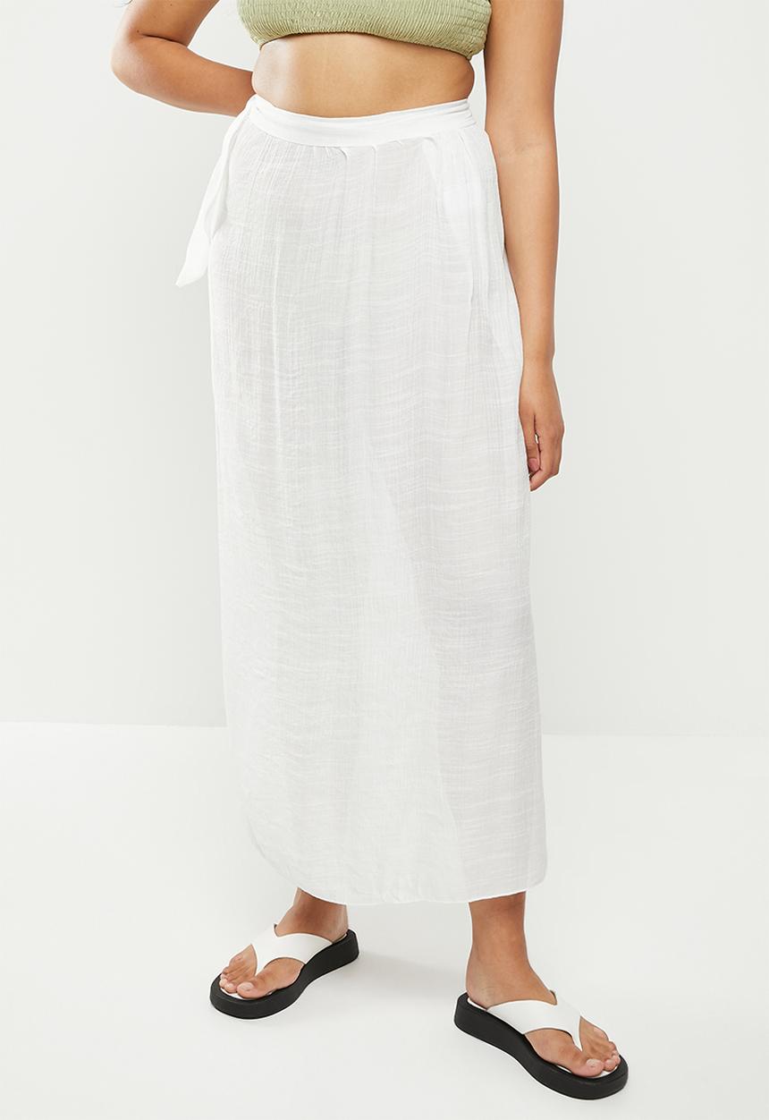 dailyfriday - Beach cover up midi skirt - white
