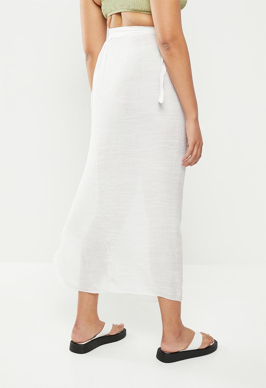 dailyfriday - Beach cover up midi skirt - white