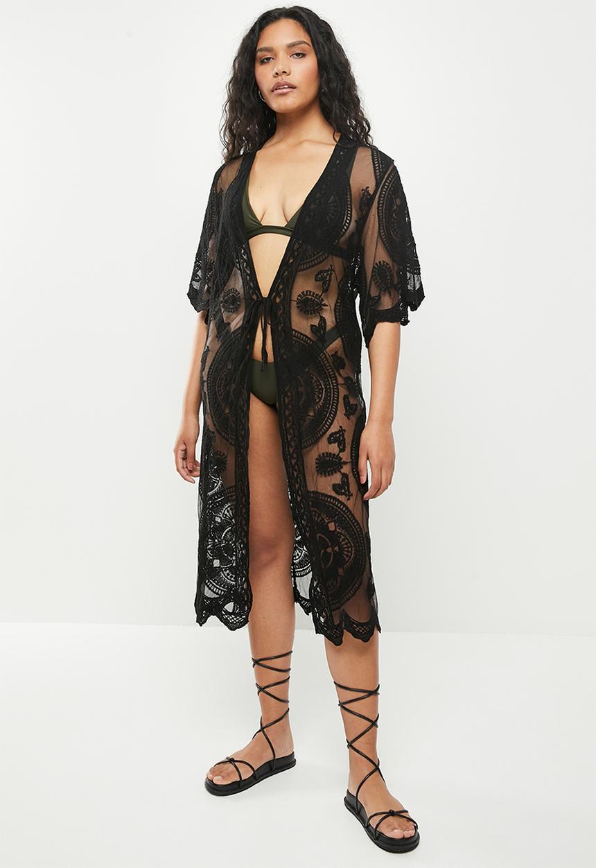dailyfriday - Embroidered midi kaftan - black