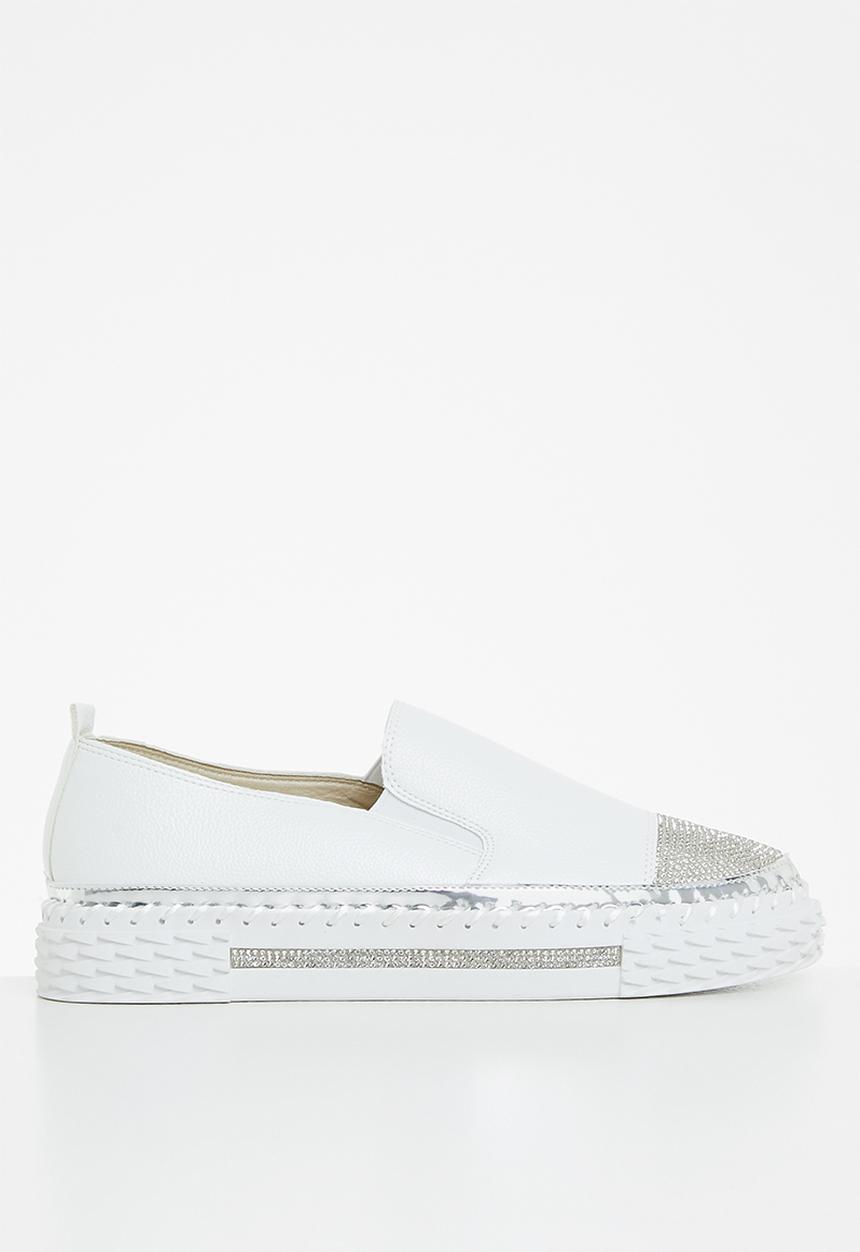 Footwork - Kerry diamante slip-on - white