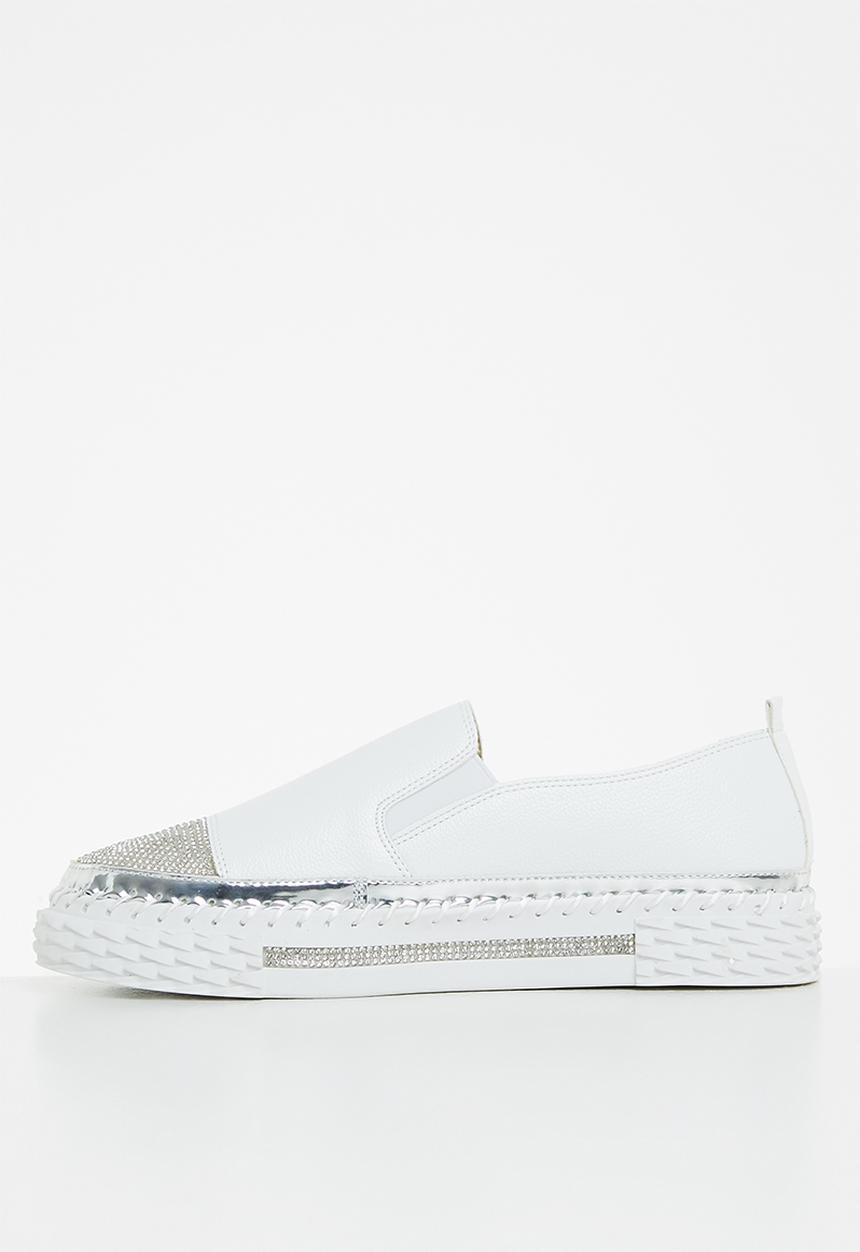 Footwork - Kerry diamante slip-on - white