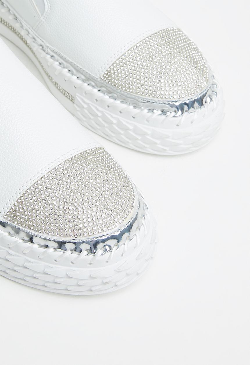 Footwork - Kerry diamante slip-on - white