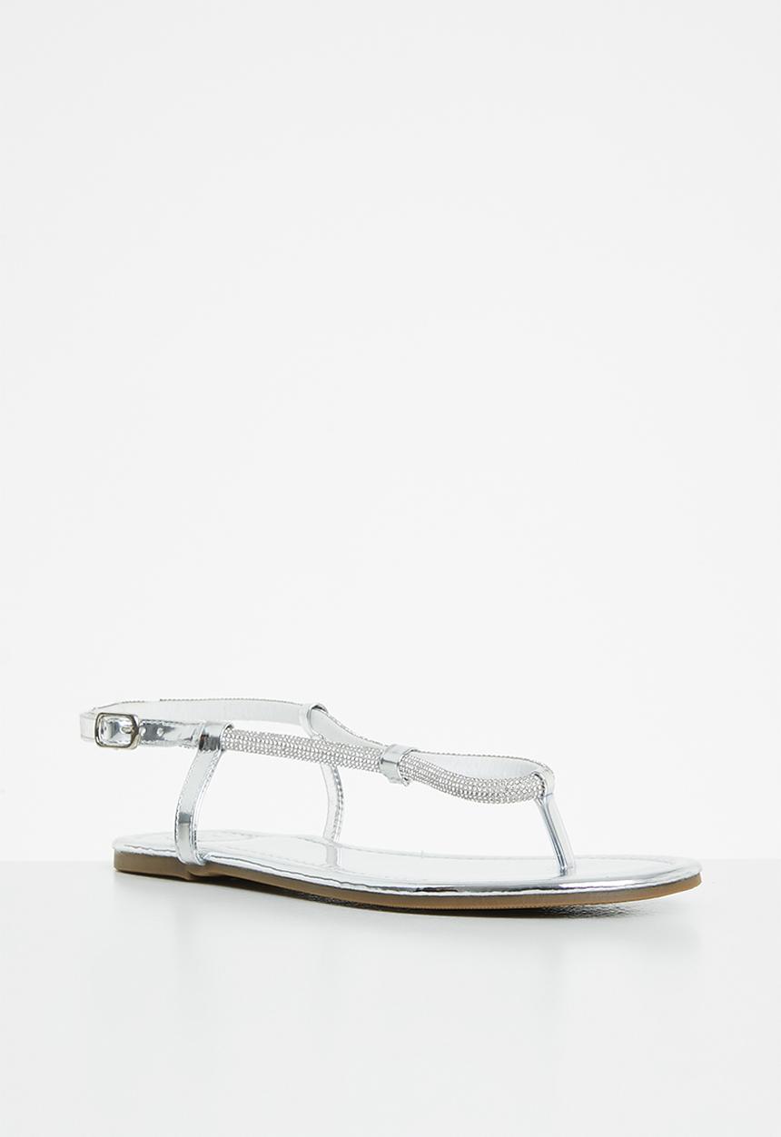 Footwork - Oanky t-bar diamante sandal - silver